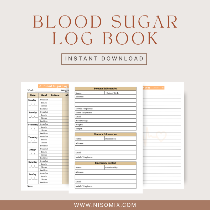 Blood Sugar Log Book